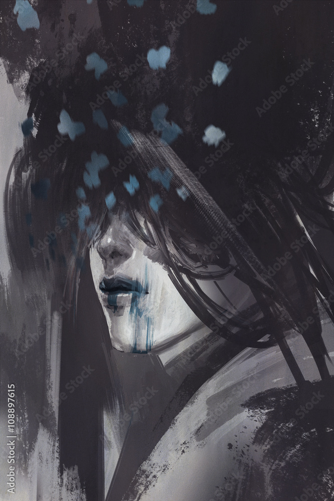 Naklejka premium abstract art of unusual portrait ,illustration digital painting