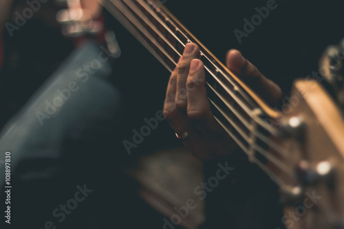Detail of bass guitar photo