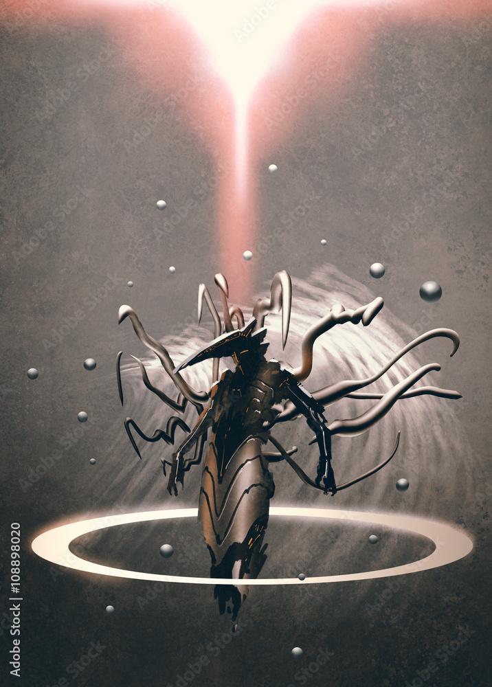 Fototapeta premium science fiction robot character,illustration digital painting