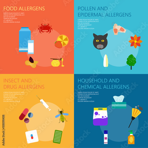 Types of allergens. Infographics