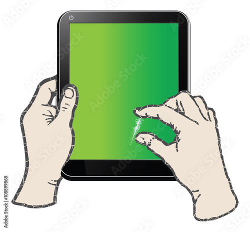 hands holding tablet computer - icon