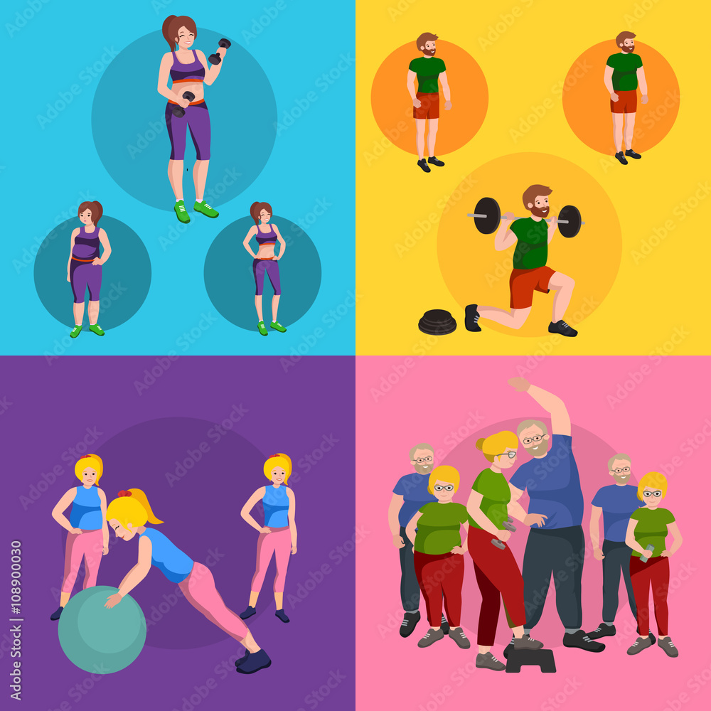 Fototapeta premium People with different body mass