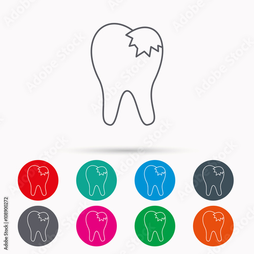 Dental fillings icon. Tooth restoration sign.