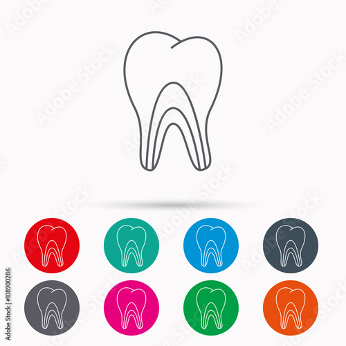 Dentinal tubules icon. Tooth medicine sign.