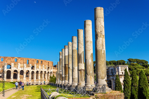 Colosseum seen from Temple of Venus and Roma photo