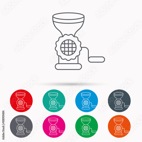 Meat grinder icon. Manual mincer sign.