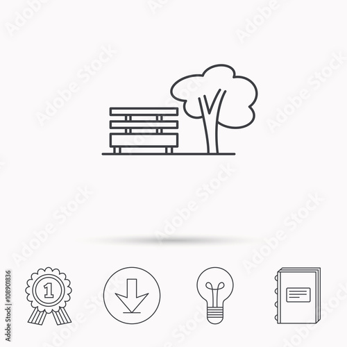 Public park icon. Tree with bench sign.