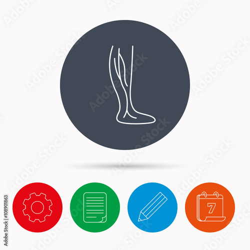 Phlebology icon. Leg veins sign.