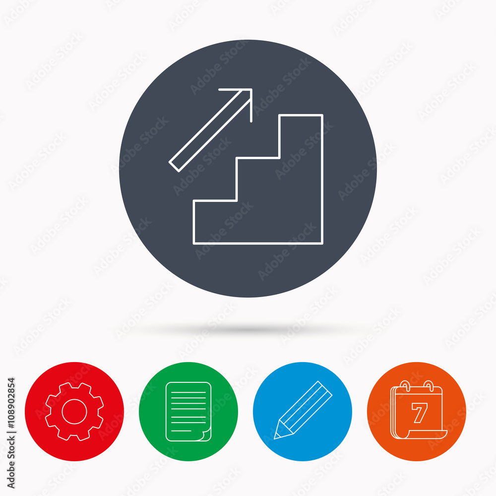 Upstairs icon. Direction arrow sign. Upstairs icon. Direction arrow sign.