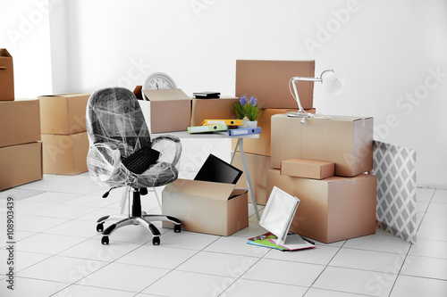 Moving cardboard boxes and ...