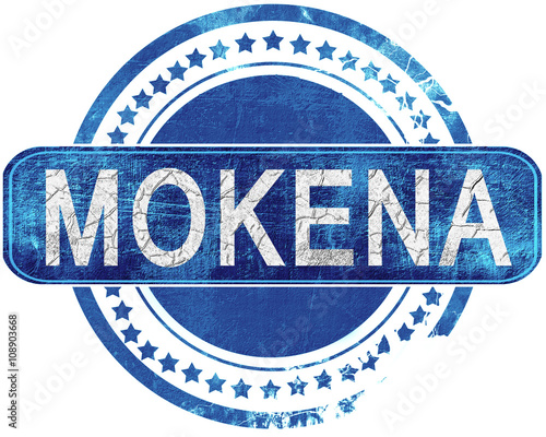 mokena grunge blue stamp. Isolated on white. photo