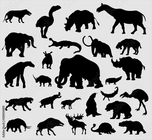 Prähistorische Tiere - Silhouetten
