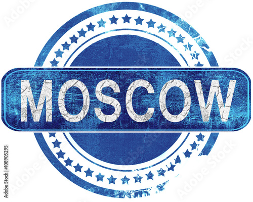 Photography moscow grunge blue stamp. Isolated on white.