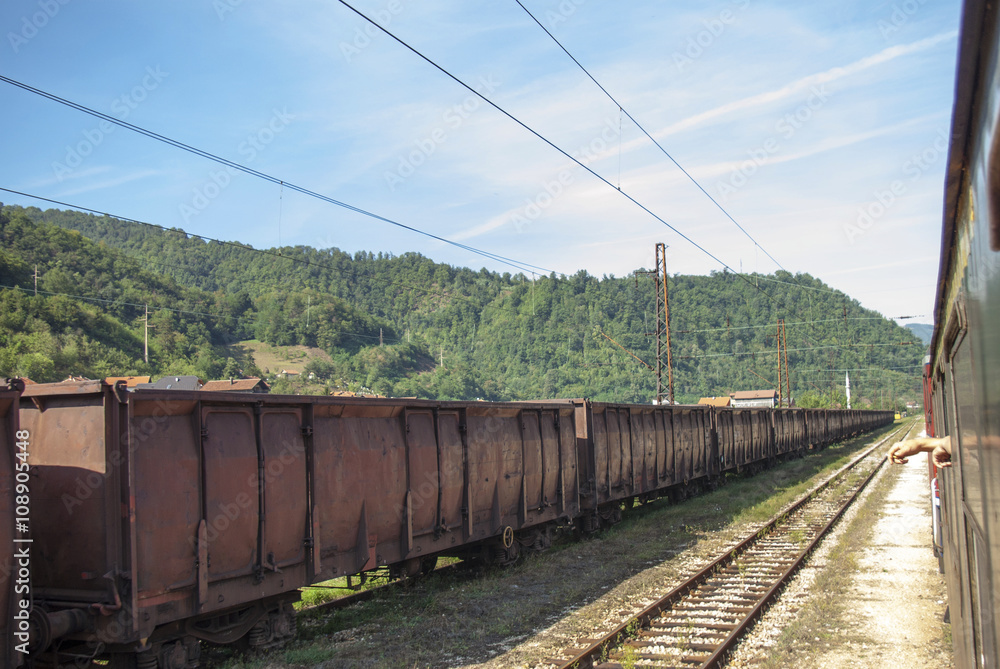Obraz premium old havy train wagons