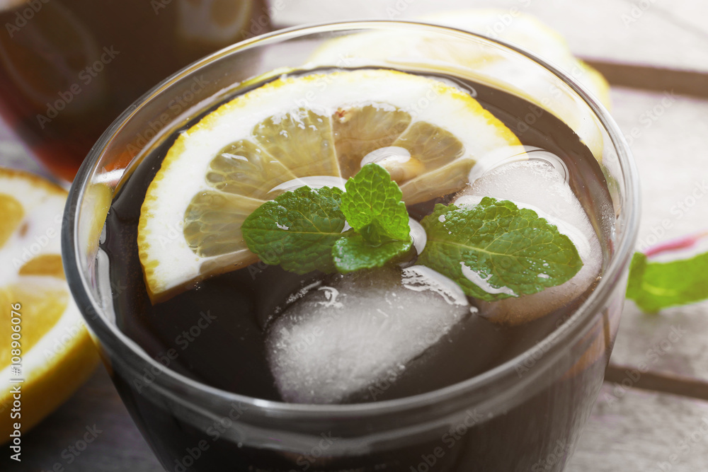Glass of cola with ice, close up Glass of cola with ice, close up