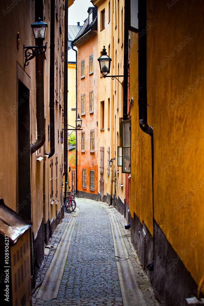 Fototapeta premium Stockholm old city street with no people