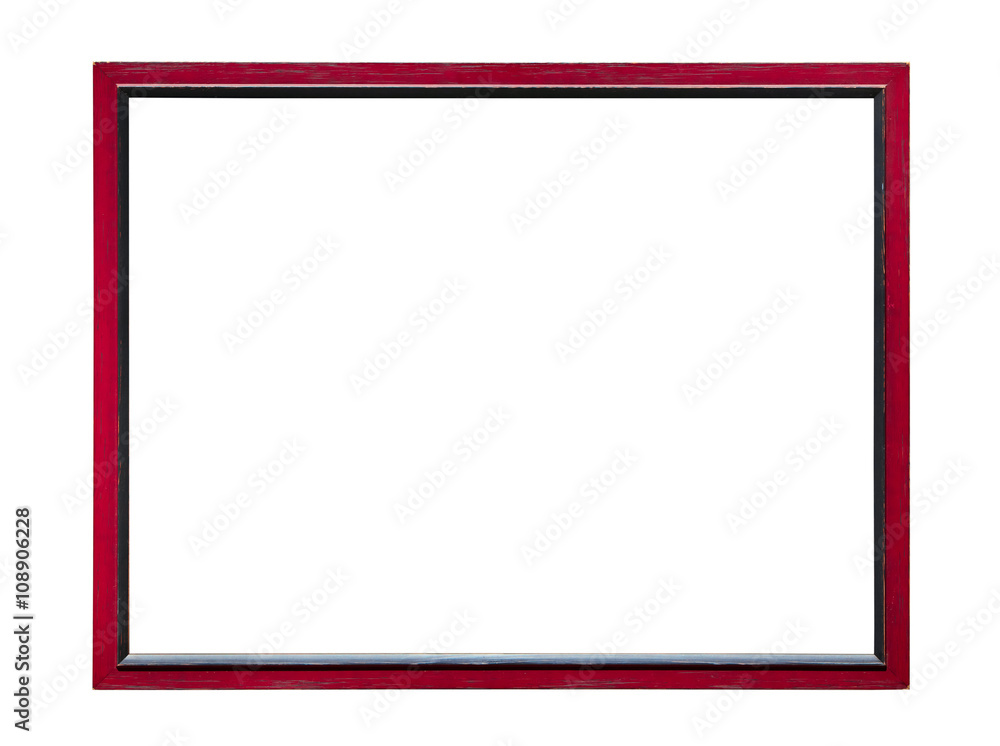 Red wooden picture photo frame isolated on white background Red wooden picture photo frame isolated on white background