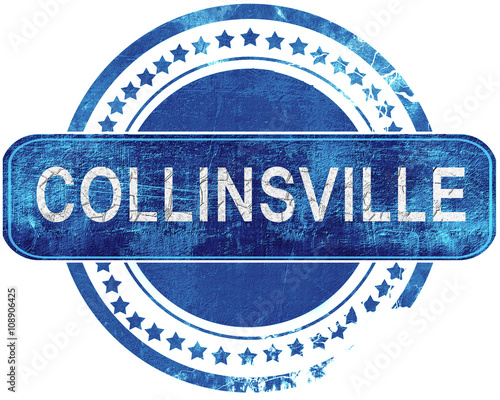 collinsville grunge blue stamp. Isolated on white. photo