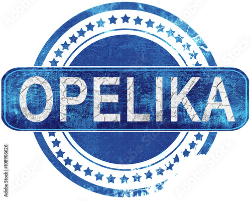 opelika grunge blue stamp. Isolated on white. photo