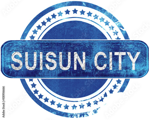 suisun city grunge blue stamp. Isolated on white. photo