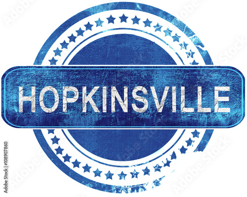 hopkinsville grunge blue stamp. Isolated on white. photo