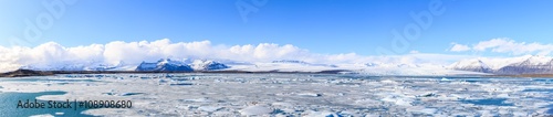 Panorama of vatnajokull Glacier Jokulsarlon lagoon