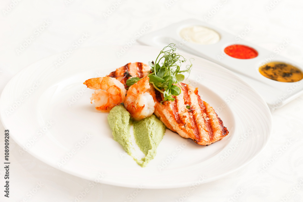 grilled salmon with sauce grilled salmon with sauce