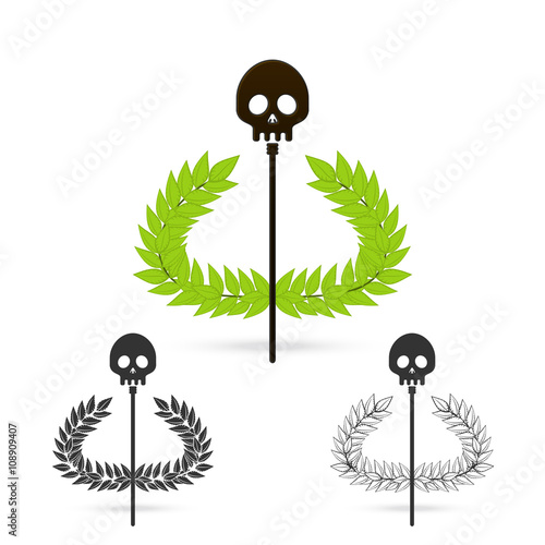 olive branch with skull symbol of greek god hades