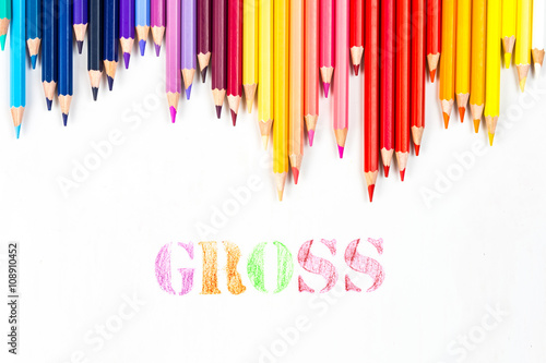 Gross drawing by colour pencils