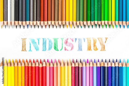 industry drawing by colour pencils