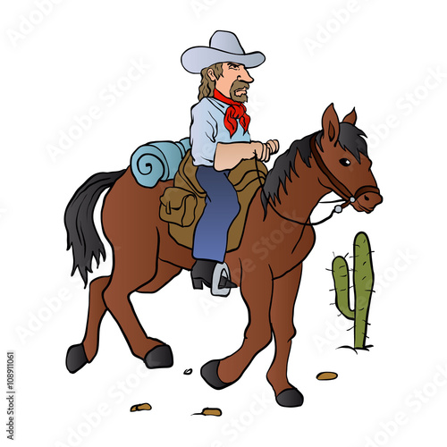 Cowboy on the horse vector illustration 