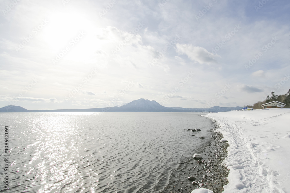 Lake Shikotsu in winter. Lake Shikotsu in winter.