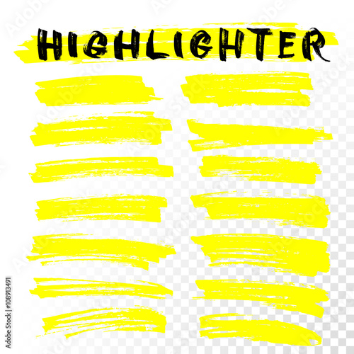 Vector highlighter brush line strokes