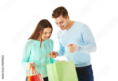 Young couple with colorful ...