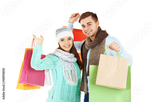 Young couple with colorful ...