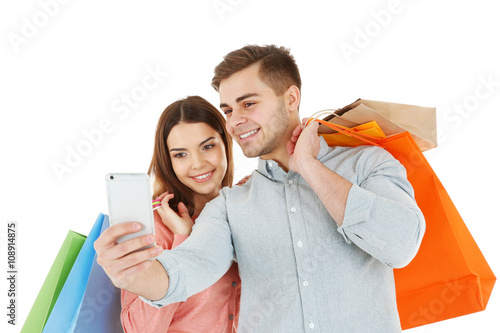 Young couple with colorful ...