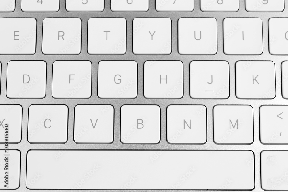 White keys of computer keyboard, closeup White keys of computer keyboard, closeup