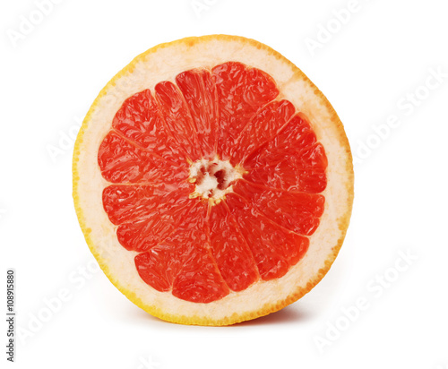 Juicy sliced grapefruit isolated on white background
