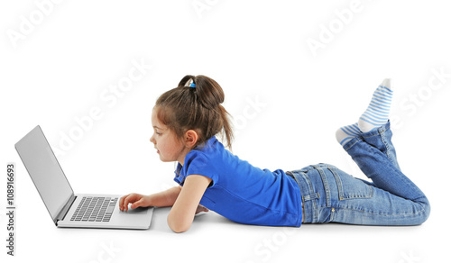 Little girl with laptop iso...