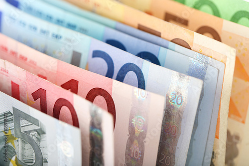 Set of different euro banknotes, background photo