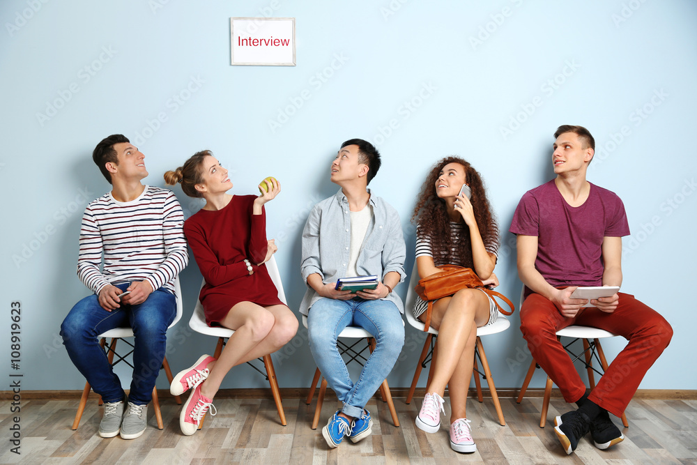 Fototapeta premium Group of people waiting for interview indoors