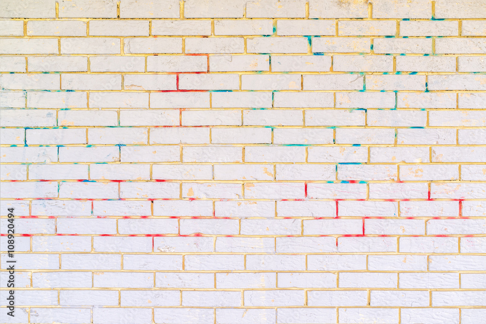 Obraz premium White painted brick wall masonry surface