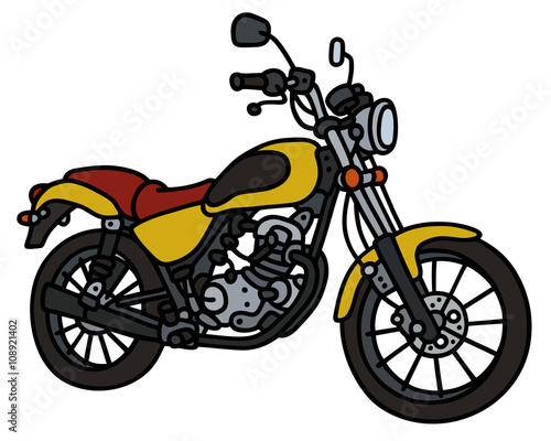 Yellow motorbike / Hand drawing, vector illustration