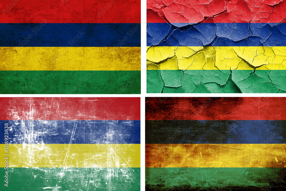Mauritius flag collection. 4 different flags on white background