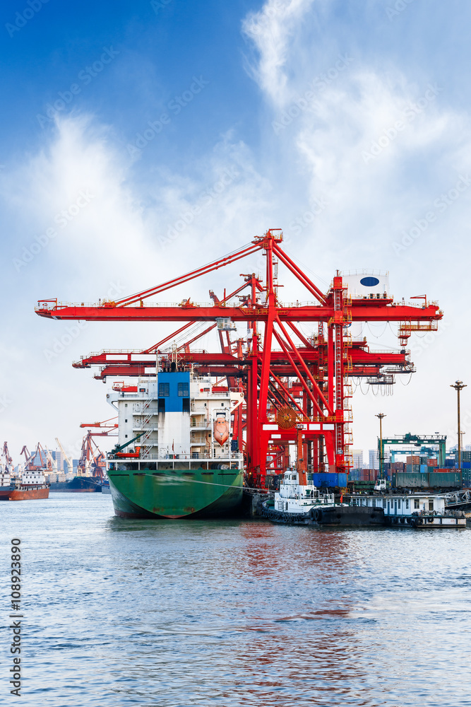 Industrial container freight Trade Port scene