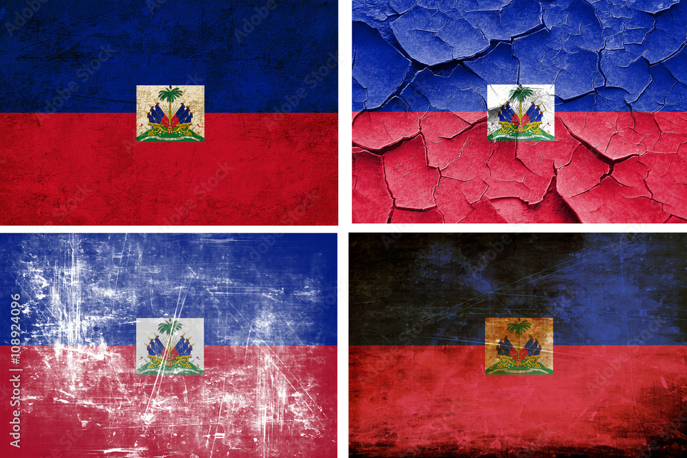 Haiti flag collection. 4 different flags on white background