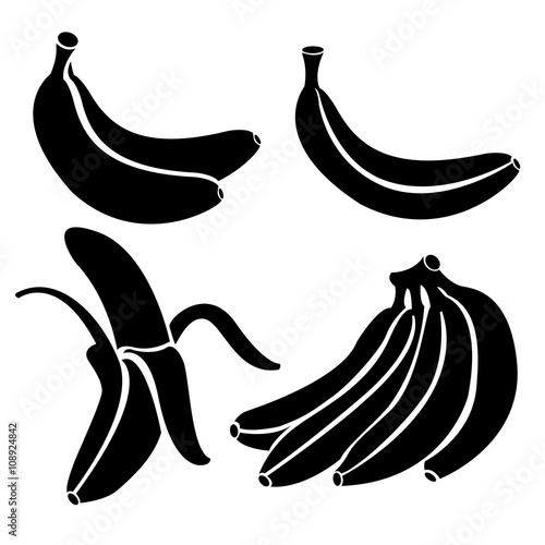 Vector Set of Black Banana Icons.