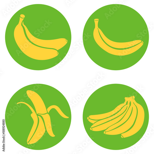 Vector Set of Circle Green Banana Icons.