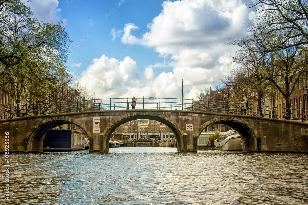 Bridge over canal in Amsterdam, the Netherlands