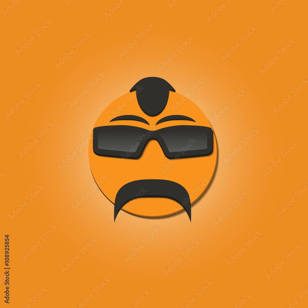 Funny face with a mustache, vector illustration. Funny face with a mustache, vector illustration.